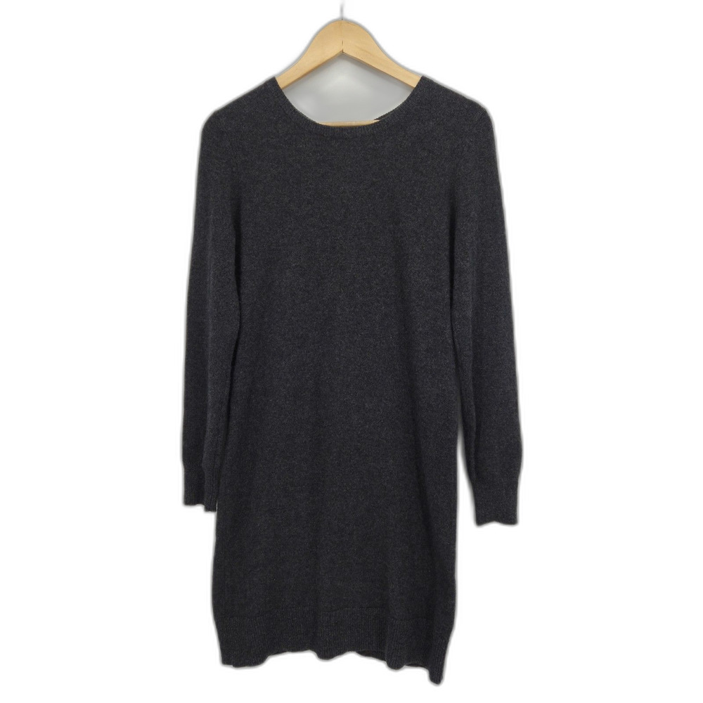 Neiman Marcus Womens 100% Cashmere Shift Dress Back Zip Dark Gray Size Medium